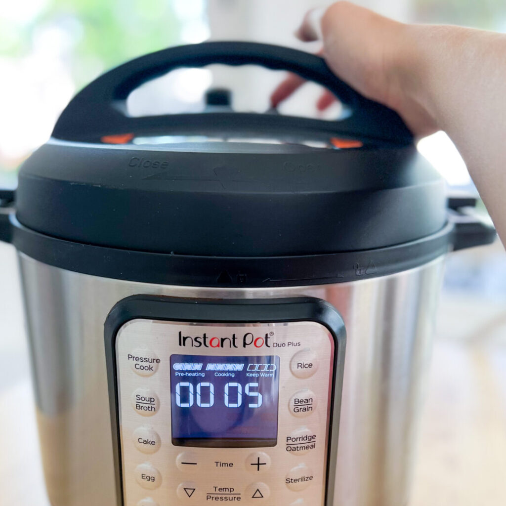 Quick-releasing the Instant Pot after 5 minutes 