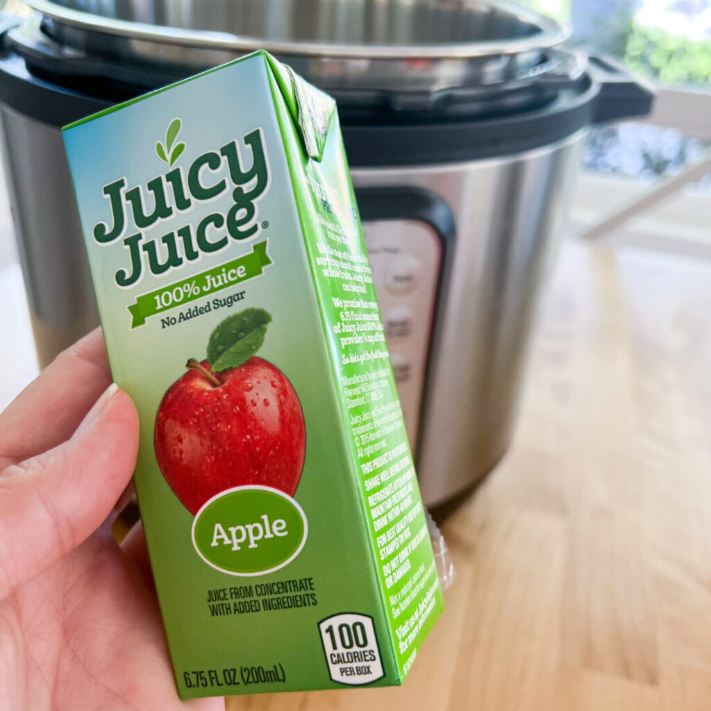 A carton of apple juice