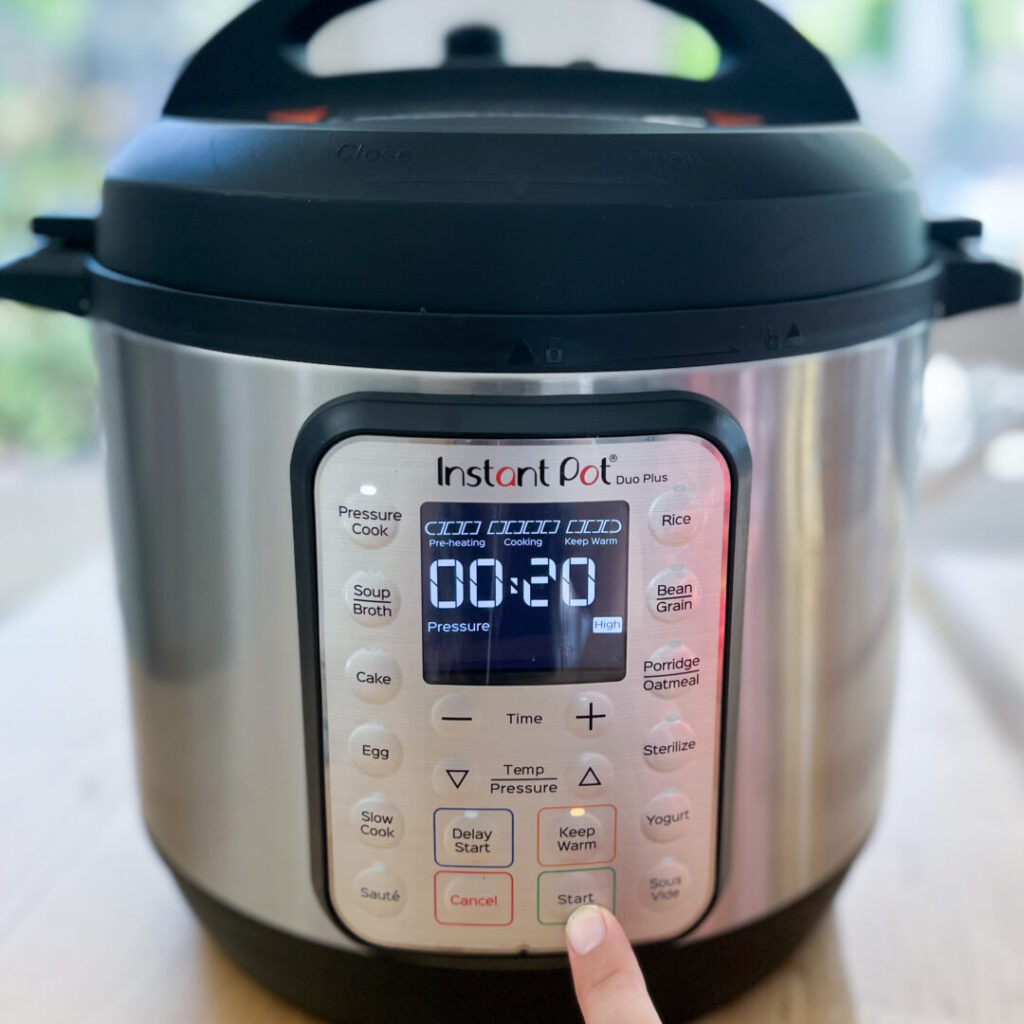 Instant Pot set to 20 minutes pressure cook