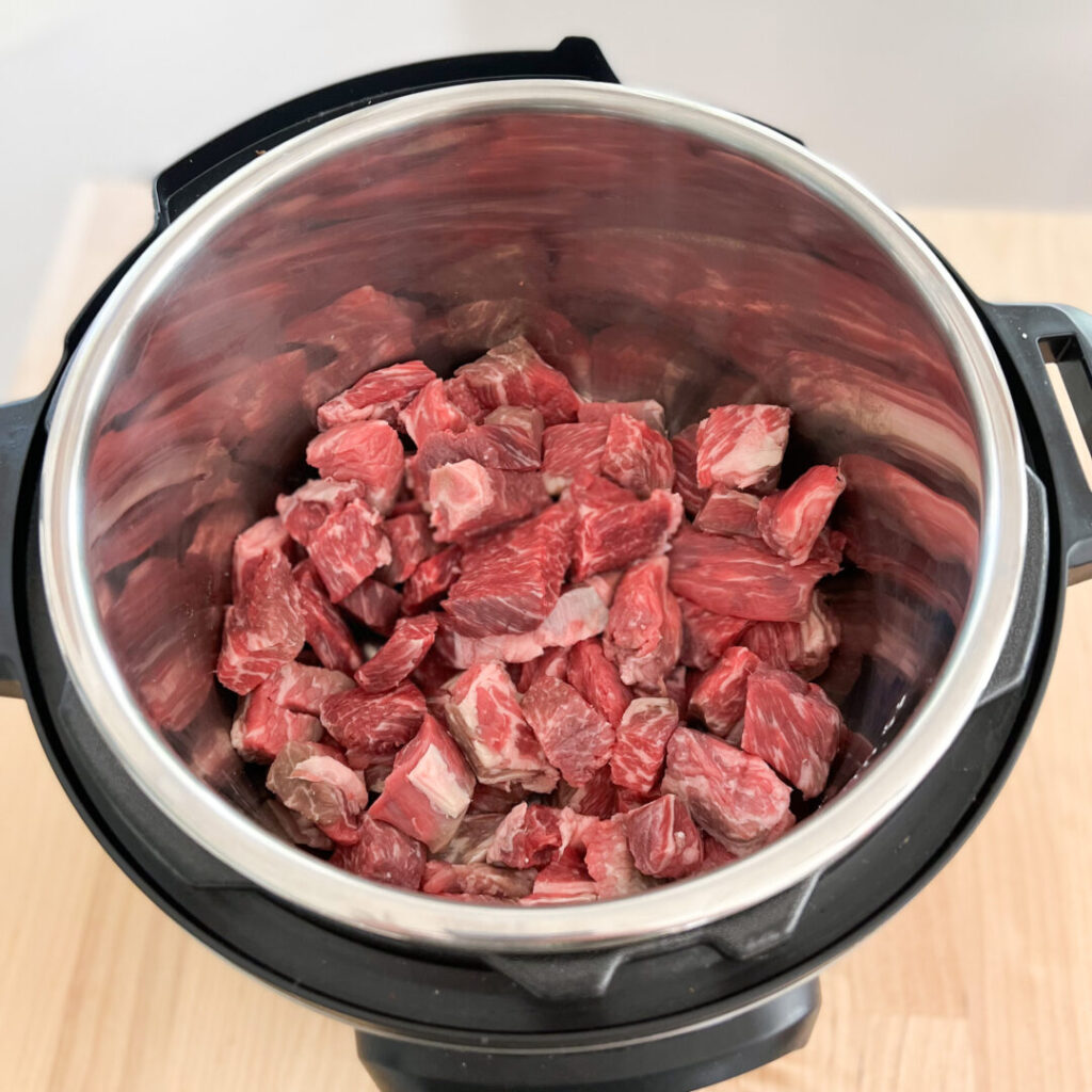 Chuck roast cut in an Instant Pot