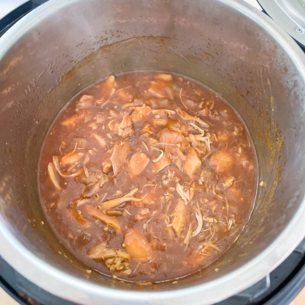 Cooked bourbon Chicken in an Instant Pot