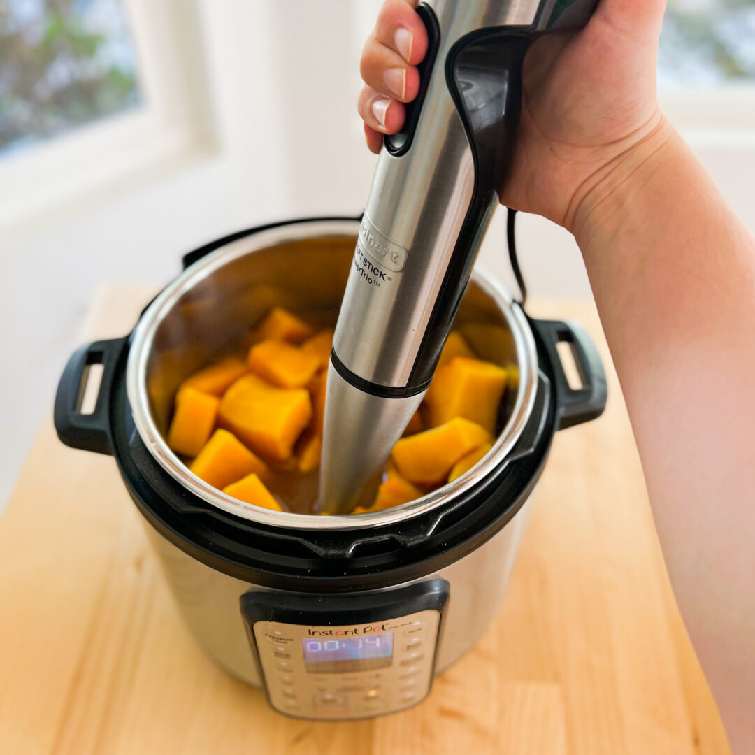 Immersion blending butternut squash soup in Instant Pot