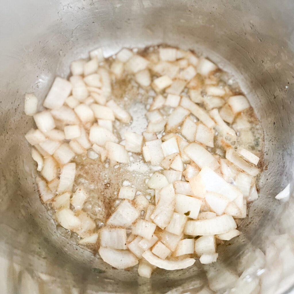Onions sautéing in an Instant Pot