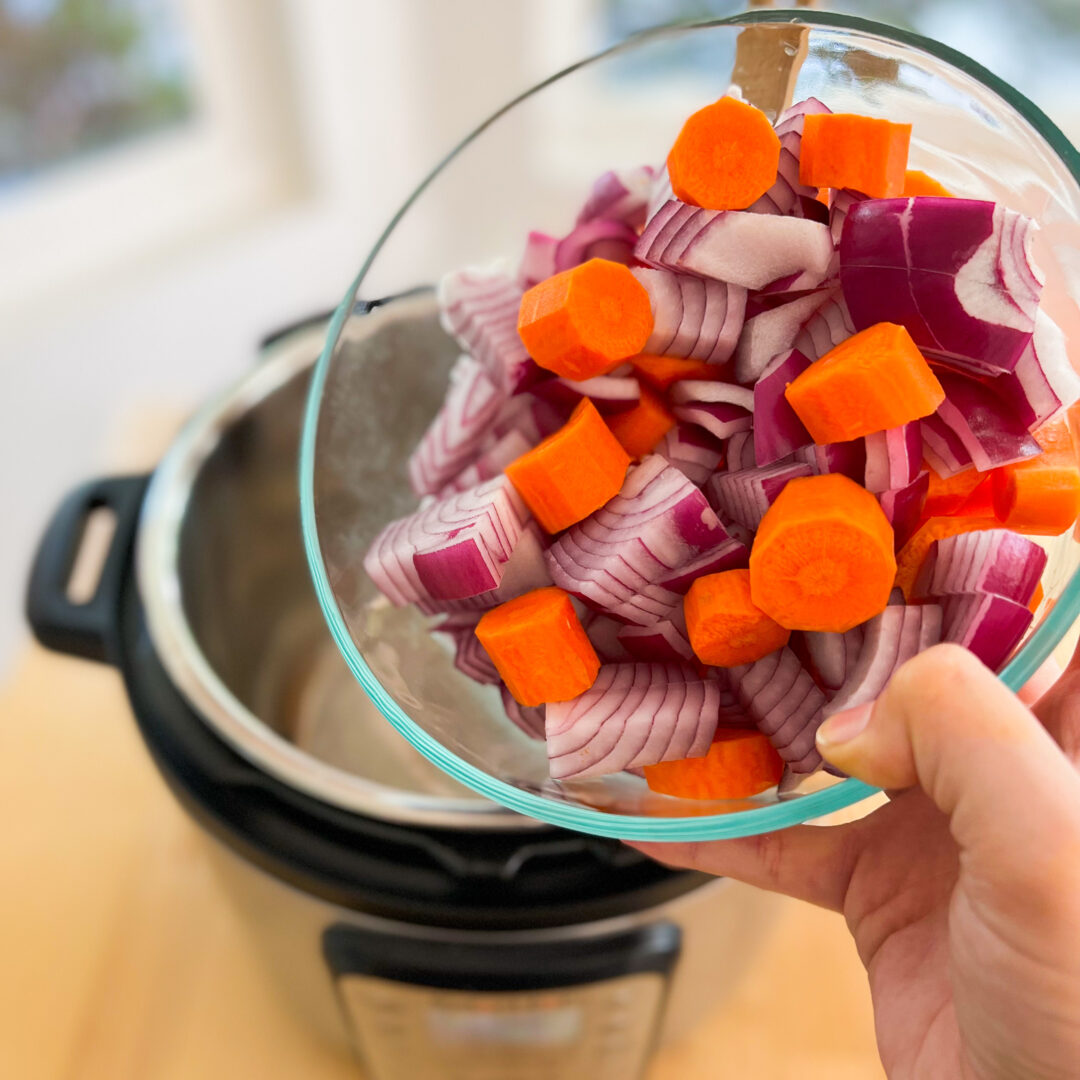 Carrots and red onion chopped
