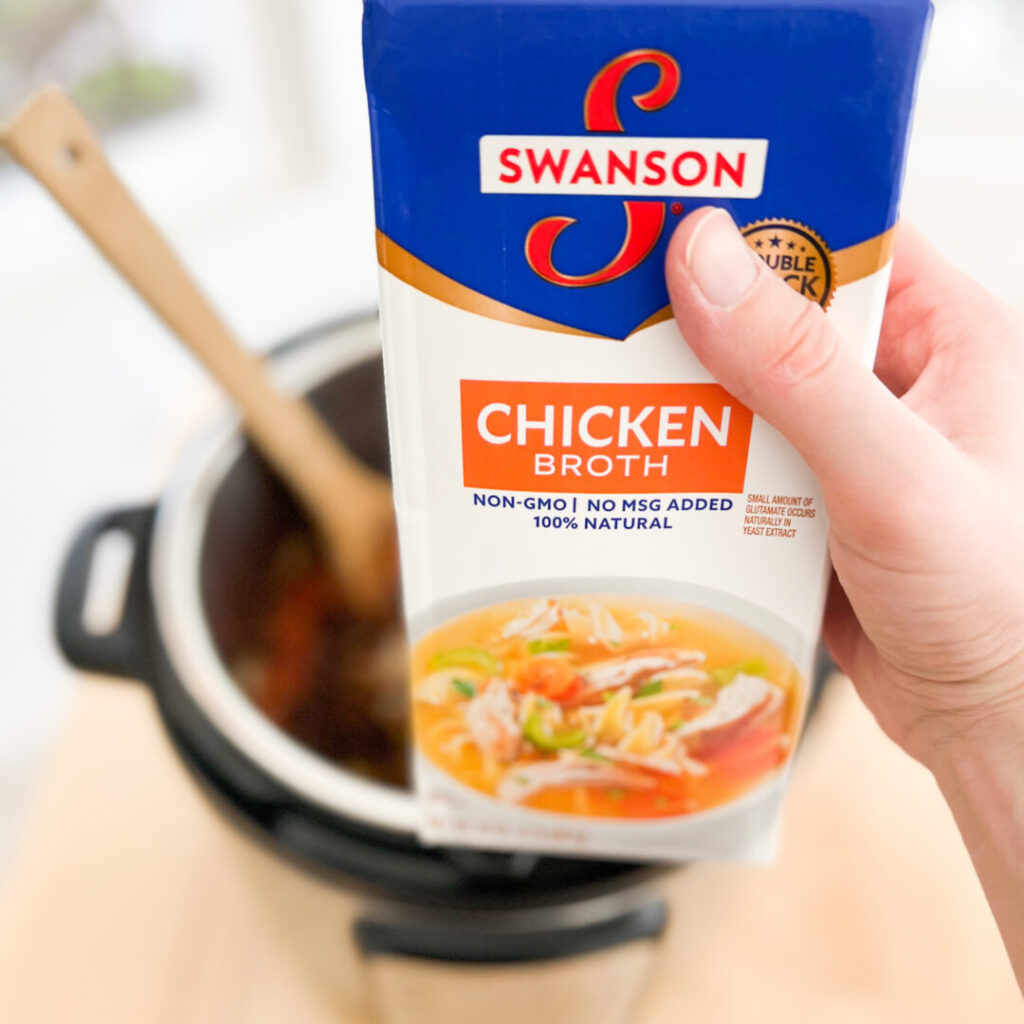 Chicken broth over an Instant Pot.
