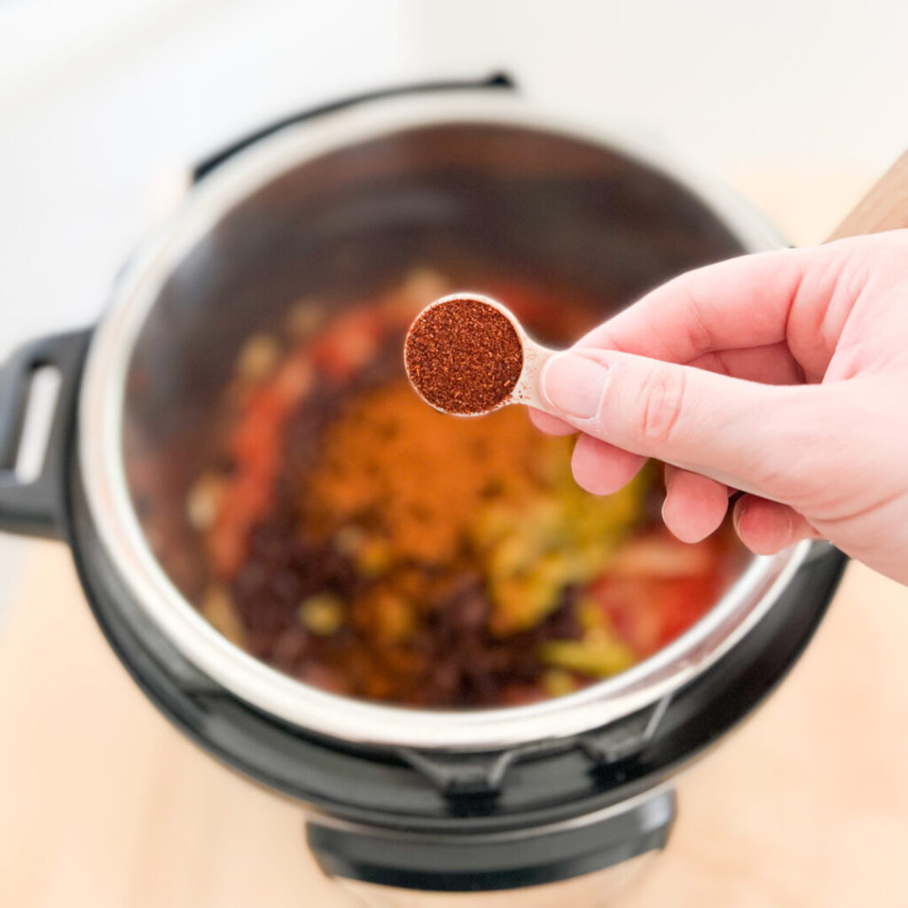 Chili powder over an Instant Pot.