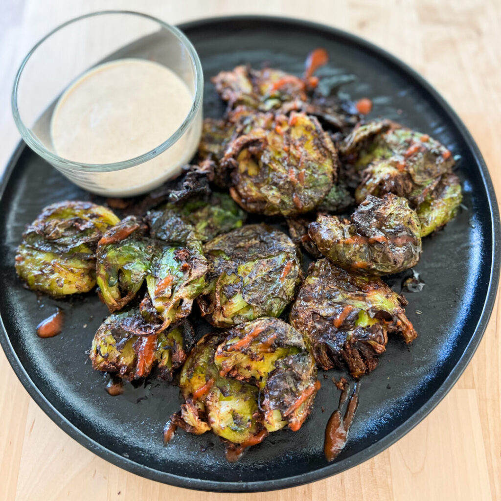Air Fried Brussels Sprouts with dip.