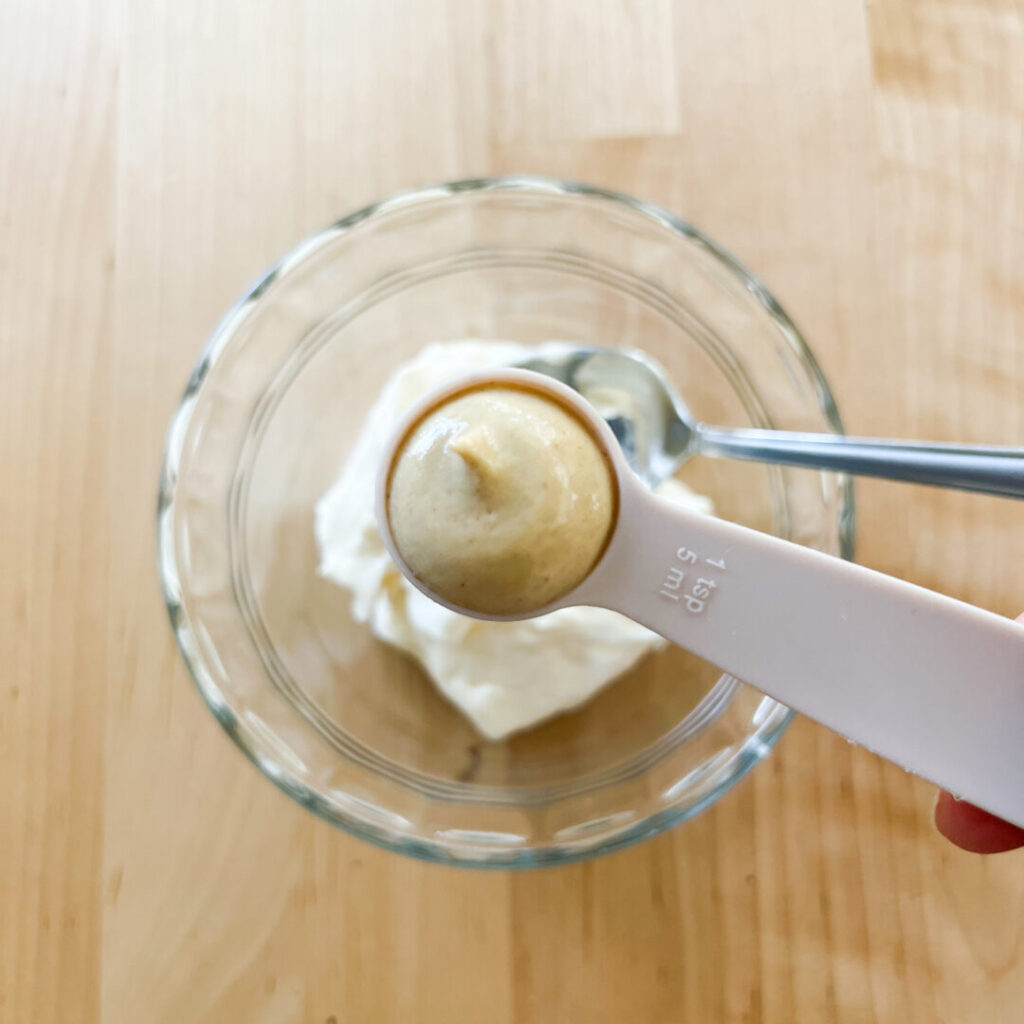 Dijon mustard going into dip.